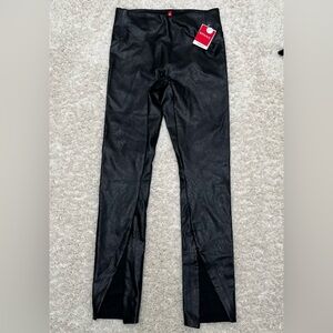 Spanx Women's Leather-Like Front Slit Leggings Petite